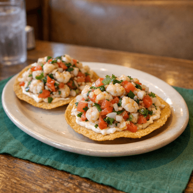 Tostadas Con Ceviche De Camaron